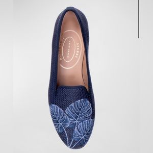 NWT Stubbs & Wootton Navy Palm Leaf Loafers Sz 7